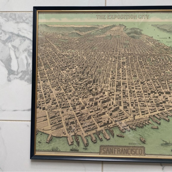 Vintage 1968 North American Press Bird's-Eye View Map of San Francisco CA - Picture 2 of 11